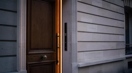 Porte d'entrée avec serrure multipoint certifiée illustrant la résistance à l'effraction