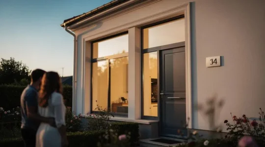 Façade d'une maison française rénovée avec de larges fenêtres neuves baignées de lumière, illustrant l'attractivité immédiate d'un bien immobilier